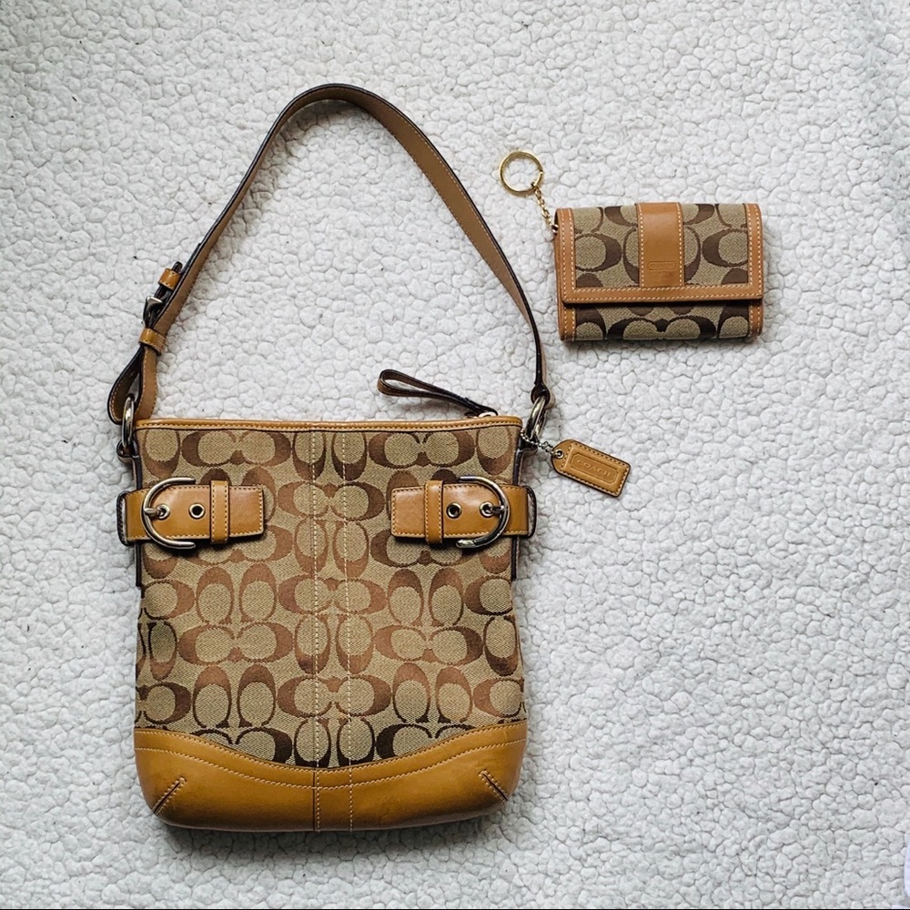 Coach Signature Purse With Matching Mini Wallet